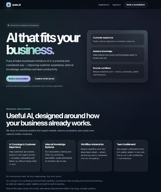 Pues.ai website screenshot